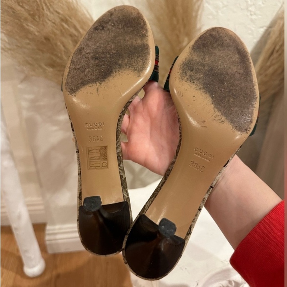 GUCCI Web Stripe Hysteria “GG Monogram Mule Sandals w/COA, EUC - Picture 11 of 15